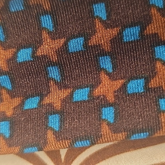 Enfocus Studio, V-Neck, Brown/Blue Print "Wrap" Fitted Dress, Women's Size 6 - Picture 6 of 12